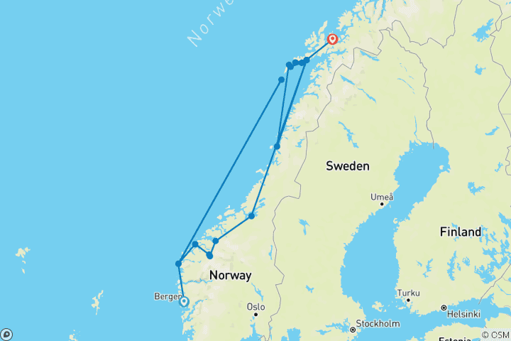 Carte du circuit Norvège en profondeur (formule Premium)