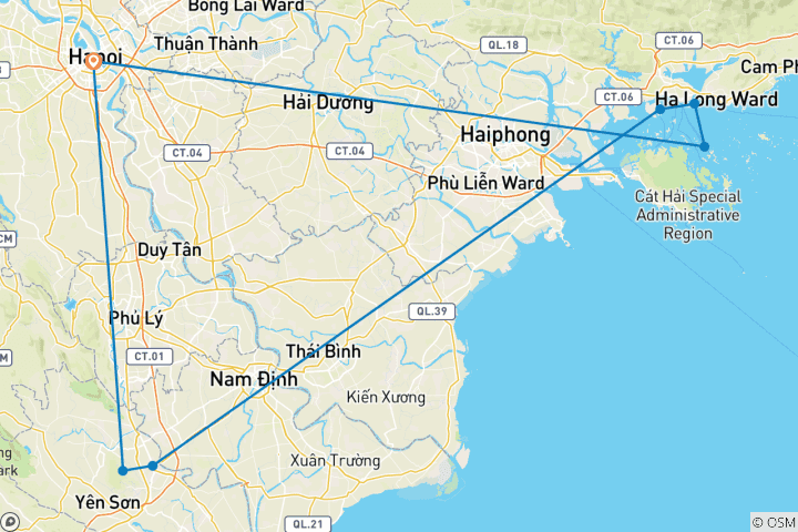 Carte du circuit Circuit de 2 jours à Ninh Binh et dans la baie d'Ha Long – Trang An, Hoa Lu et croisière