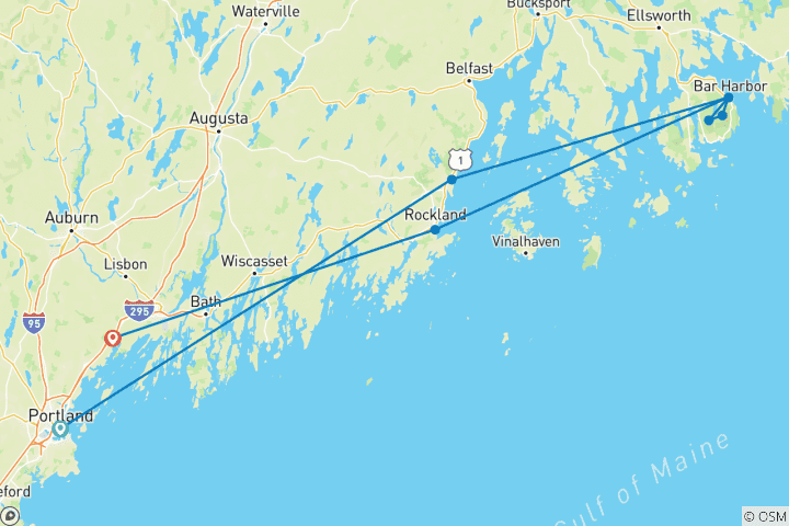 Map of Roaming Coastal Maine featuring Portland, Acadia & Penobscot Bay (Portland, ME to Freeport, ME) (2026)
