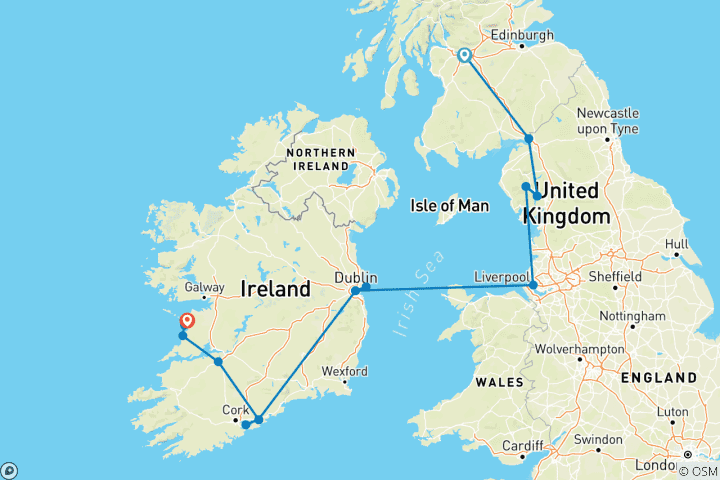 Mapa de Tradiciones y paisajes celtas  (De Glasgow al condado de Clare)