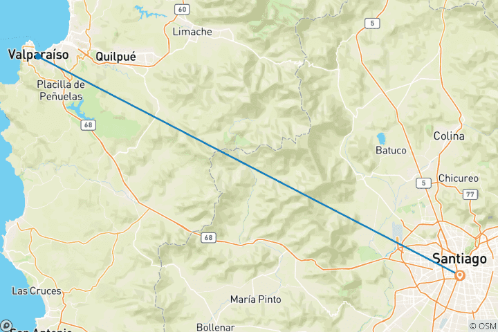 Map of 3-Day Chile  Santiago, Valparaíso & Viña del Mar Escape
