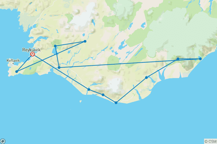 Carte du circuit Aurore boréale d'Islande