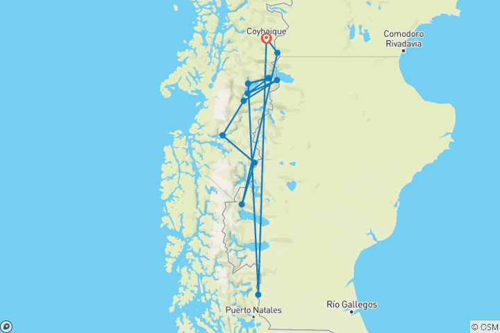 Kaart van Chili - De zuidelijke Carretera Austral op eigen houtje (10 dagen)
