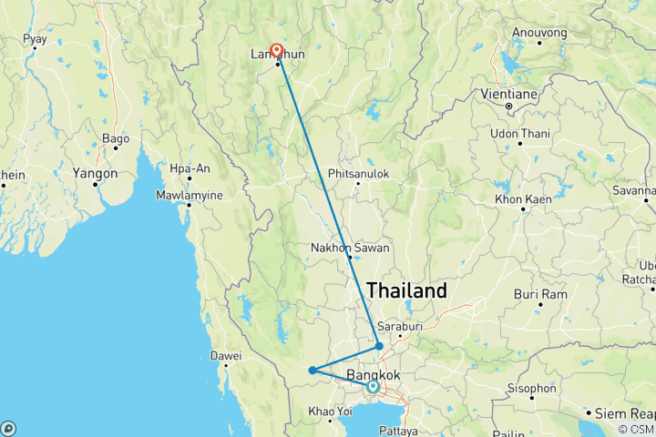 Map of Treasures of Siam: Bangkok & Chiang Mai 9 Days 8 Nights