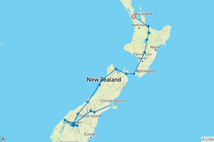 Map of Epic New Zealand (25 destinations)