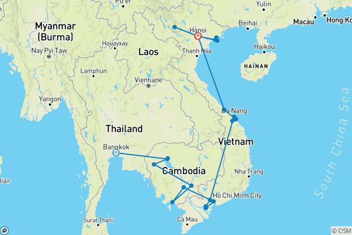 Map of Cambodia & Vietnam Experience (27 destinations)