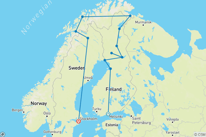 Kaart van De winter in Scandinavië