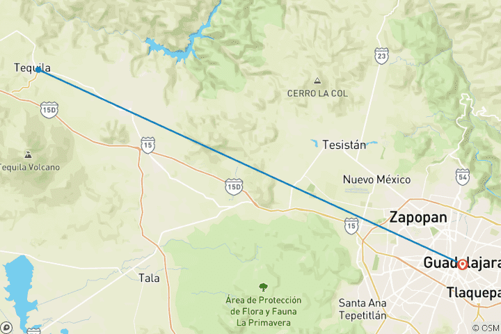 Map of 5-Day Essence of Jalisco: Guadalajara, Tequila & Lake Chapala