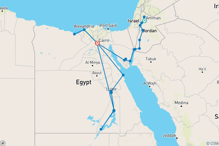 Map of Jordan & Egypt Uncovered (30 destinations)