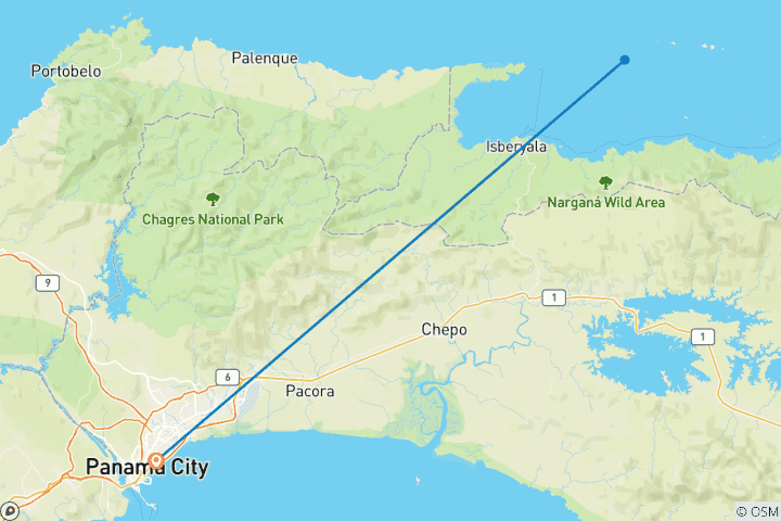 Mapa de Tour exprés por Panamá – Tour de 3 días / 2 noches
