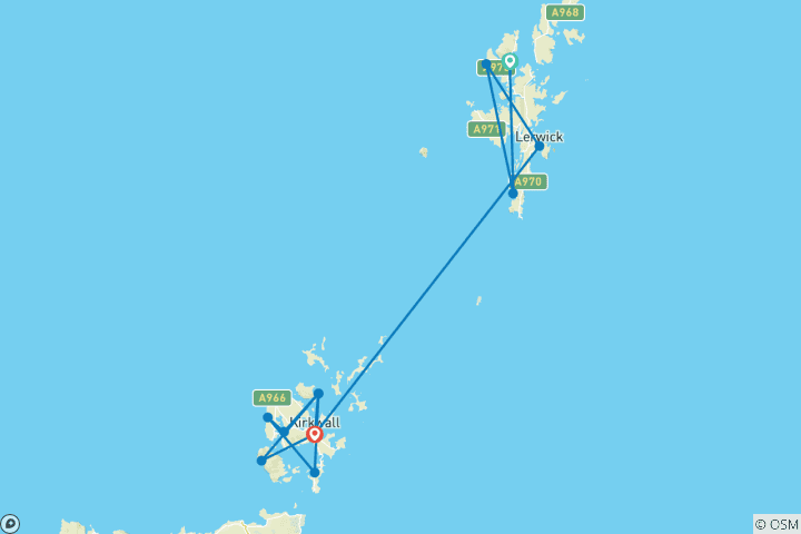 Mapa de Las islas Shetland y Orkney, en Escocia