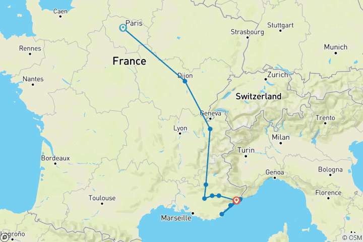 Carte du circuit Le meilleur de la France