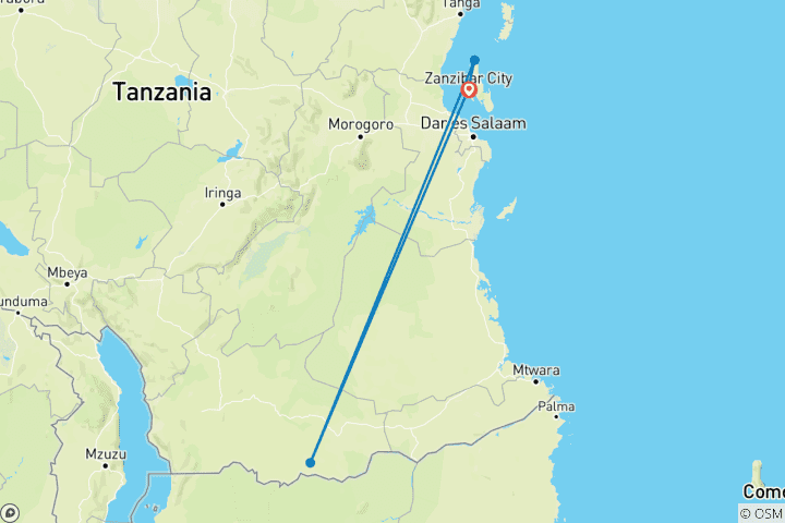 Karte von 6-tägige Entspannungsreise nach Sansibar | Luxuriöser Strandurlaub, Stone Town und das Paradies am Indischen Ozean