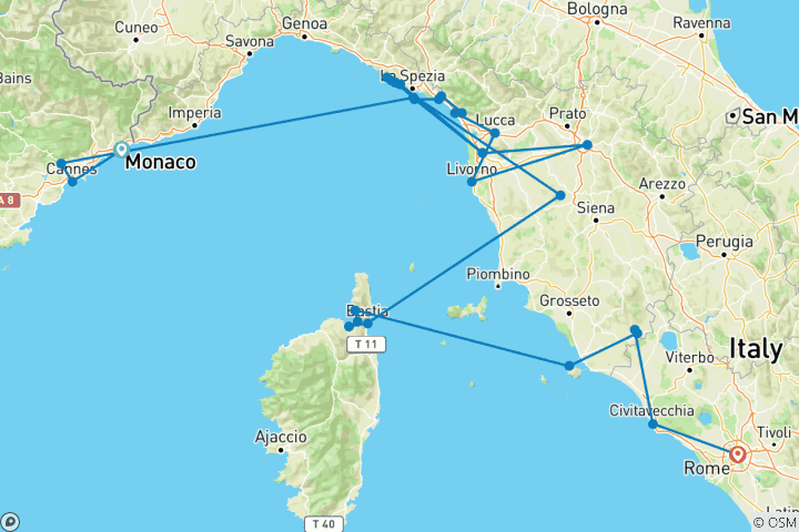 Kaart van De Franse en Italiaanse Rivièra