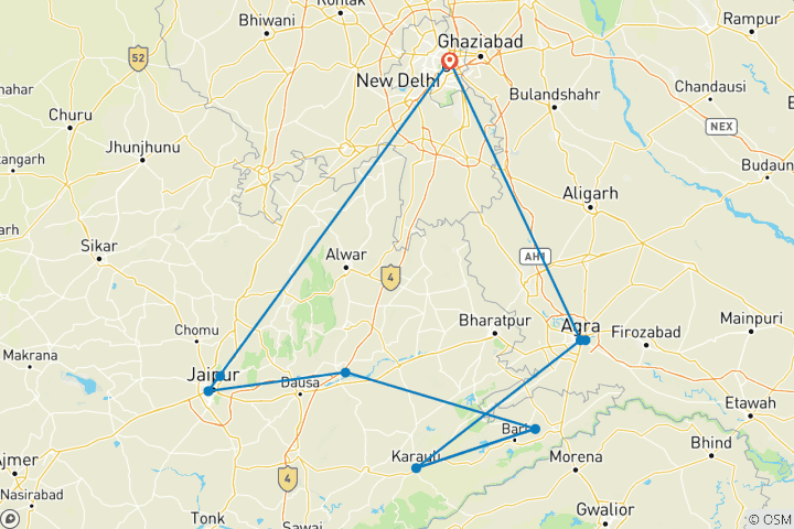Kaart van Taj Express Private - 8 dagen