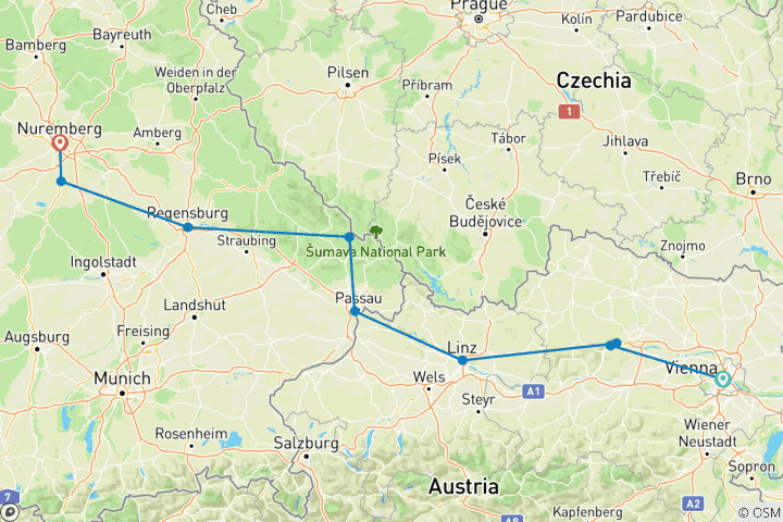 Mapa de Mercados navideños europeos (2028) (De Viena a Núremberg, 2028)