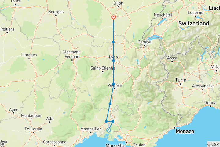 Mapa de Borgoña y Provenza (2028) (De Arles a Lyon, 2028)