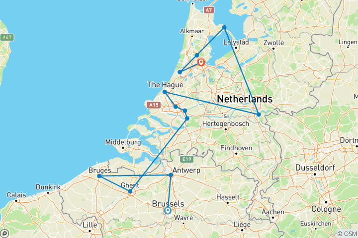 Karte von Tulpen & Windmühlen (, von Antwerpen nach Amsterdam)