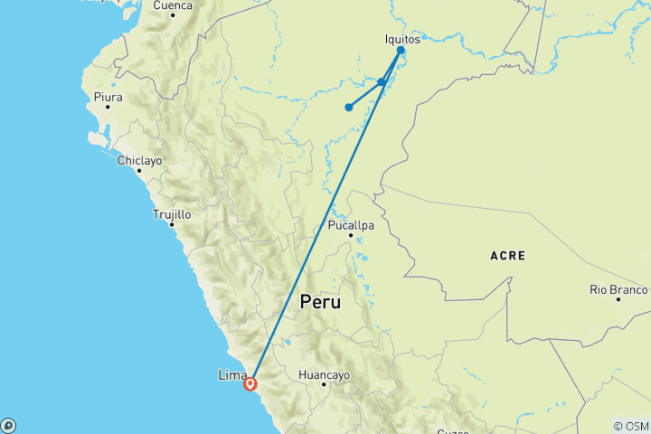 Carte du circuit À la découverte des rivières et de la forêt tropicale péruviennes (2028) (De Lima à Lima, 2028)
