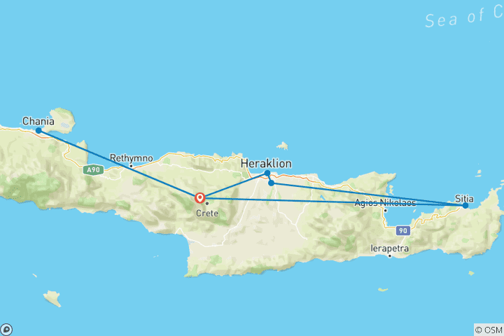 Carte du circuit La Crète – entre plages et culture par @kimi.xe