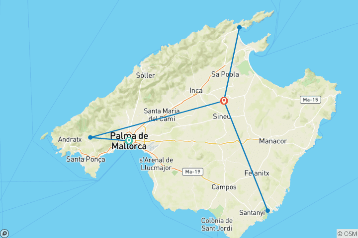 Map of Mallorca in 8 Days: Sunsets, Serenity & Natural Wonders