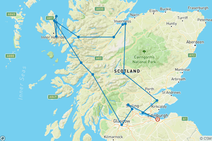 Carte du circuit Écosse - Sur les traces d'Outlander