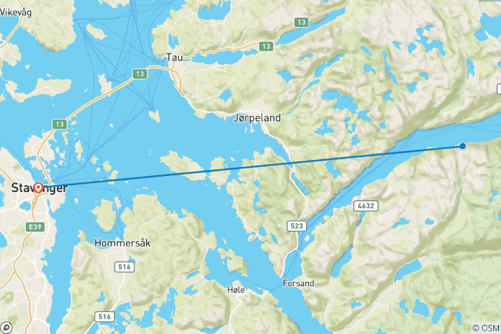 Carte du circuit 🍁🏔️Stavanger en automne et les environs du Lysefjord