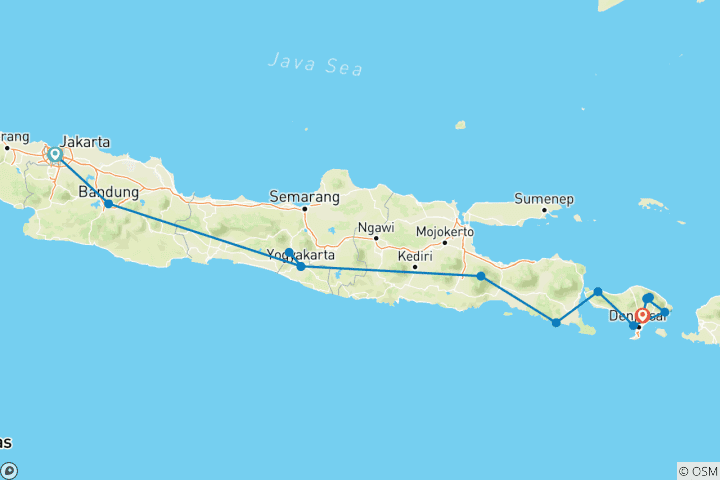 Map of Java & Bali: Sunrises, Surf & Serenity