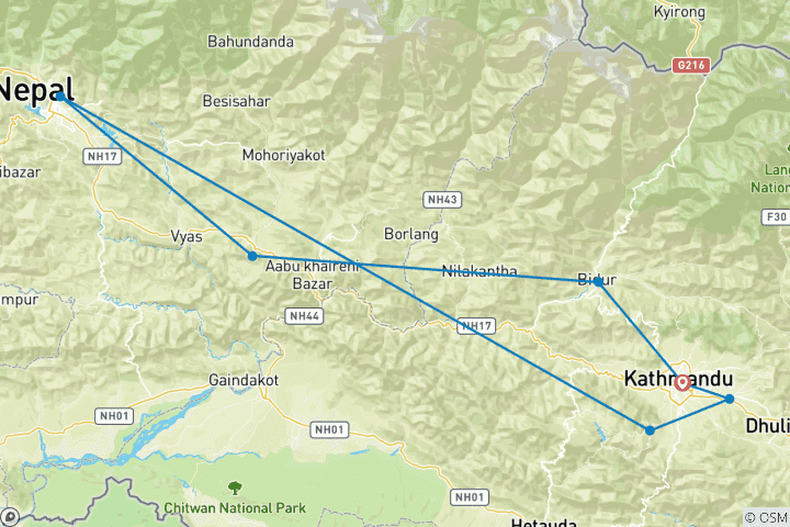 Kaart van Magisch Nepal – Avontuur voor vrouwen
