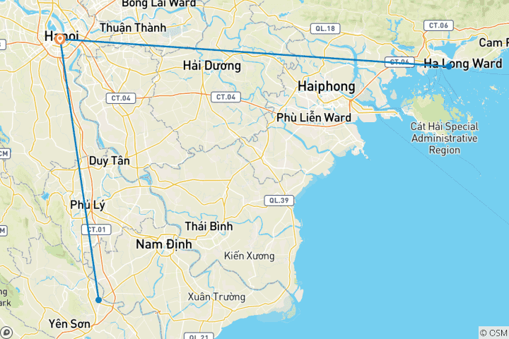 Karte von Das Wesentliche zu Hanoi und der Halong-Bucht: 6 Tage Kultur, Kreuzfahrt und das Delta des Roten Flusses