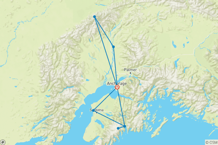 Carte du circuit Aventure Kenai Fjords et Denali