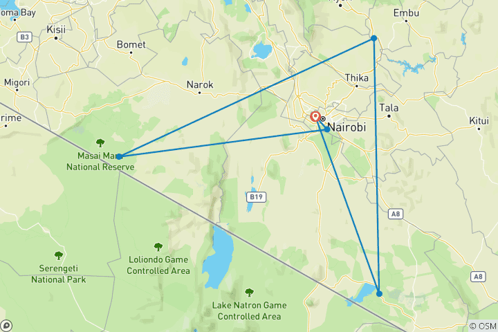 Mapa de Kenia: Maasai Mara y safari (chalet)