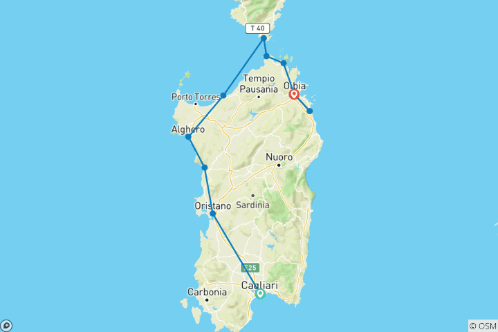 Carte du circuit Les îles de Sardaigne et de Corse - Petit groupe (Petit groupe)