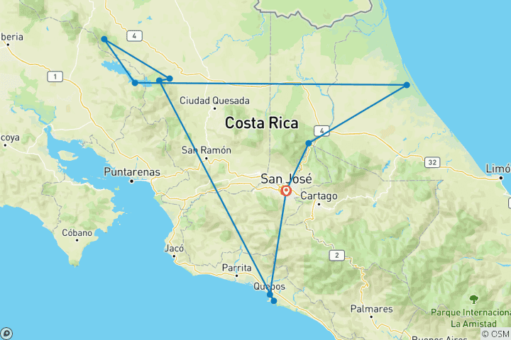 Map of Geluxe: Costa Rica: Tortuguero, Arenal & Manuel Antonio