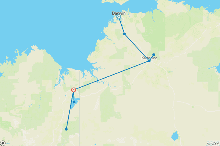 Carte du circuit Aventure du Top End au Kimberley (court séjour)