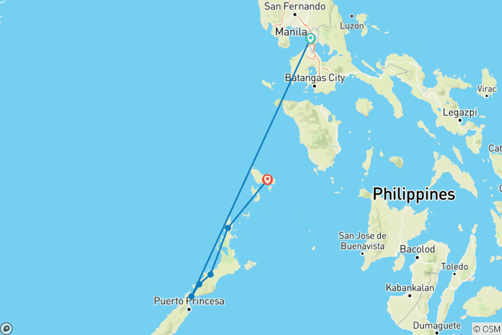 Mapa de Itinerario de Gal Emma: ¡13 días de aventura por el oeste de Filipinas!