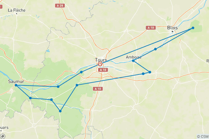 Mapa de Valle del Loira | Francia | Ruta guiada en bicicleta eléctrica | hazla privada