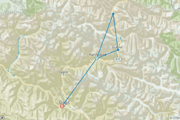 Map of 5-Day Journey Through the Heart of Hunza