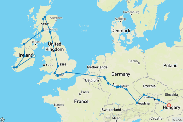 Mapa de Las joyas de Europa con «Majestic Britain & Ireland» 2028