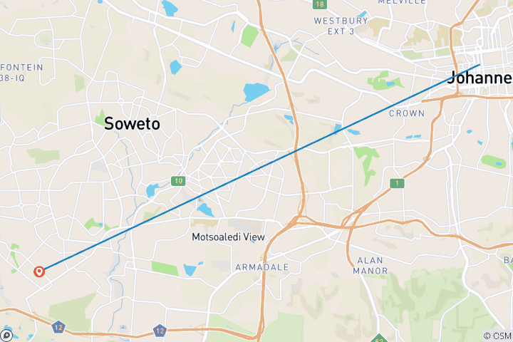 Carte du circuit Visite de Soweto avec visite du musée de l'apartheid