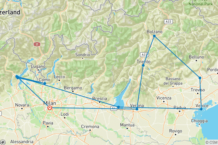 Mapa de Carreteras rurales del norte de Italia - Grupo reducido (Grupos reducidos)