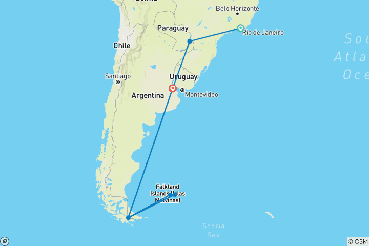 Mapa de Antártida, Georgia del Sur, Argentina y Brasil - Crucero y viaje por tierra 2028-2029 - 28 días