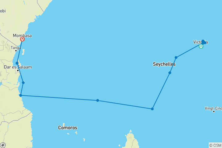 Carte du circuit Découvrez les Seychelles, la Tanzanie et le Kenya en 2026-2027