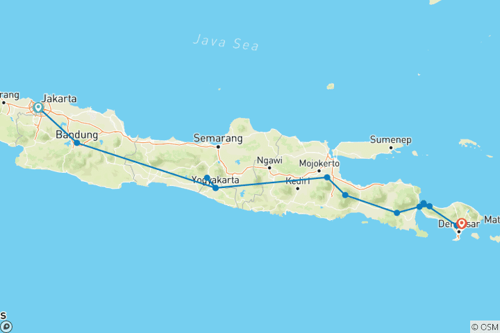 Map of Jakarta to Ubud