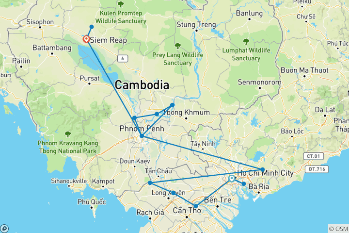 Map of Fascinating Vietnam, Cambodia & the Mekong River (Northbound) 2028