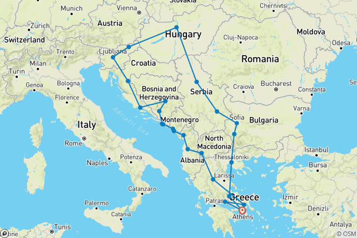Map of Balkan Explorer - 16 days