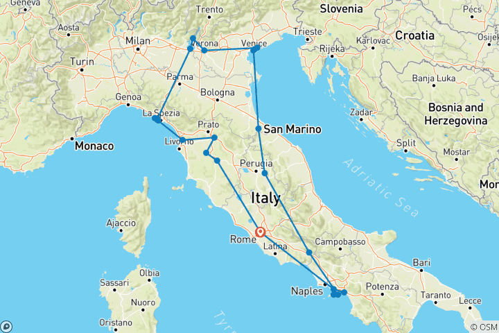 Map of Italian Delights - 12 days