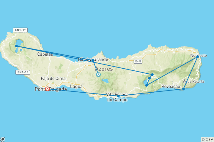 Carte du circuit 🌴Découvrez le « Hawaï de l'Europe » : une semaine aux Açores