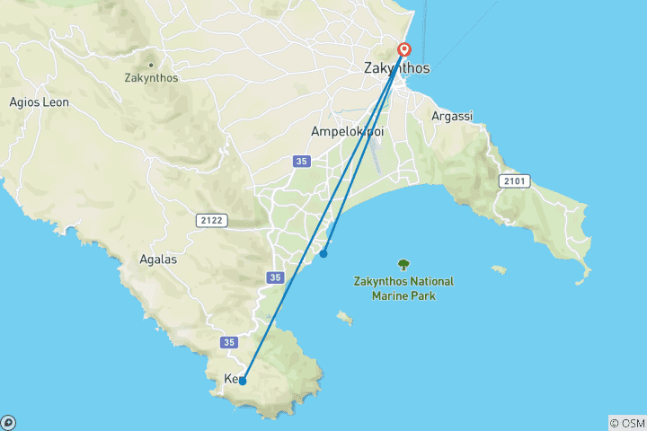 Map of Zakynthos: The Island of Turtles and the Sea with All Shades of Blue