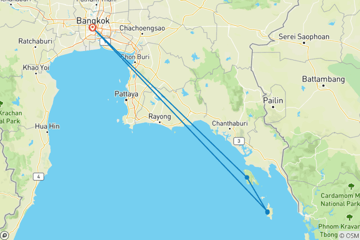 Mapa de Los secretos de las islas tailandesas y de la metrópoli de Bangkok